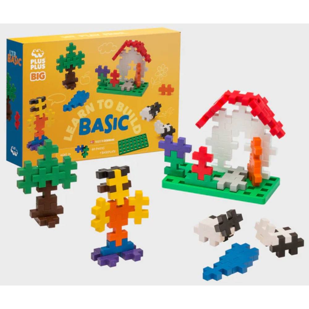 Set constructie, Plus-Plus, 60 piese mari, Invata sa construiesti