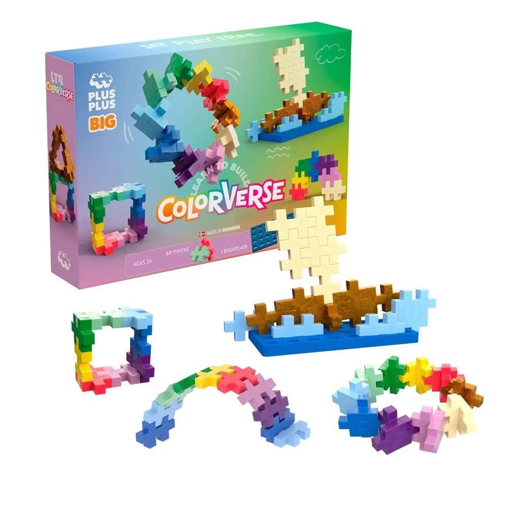 Set de constructie, Plus-Plus, 60 piese mari multicolore, Invata sa construiesti
