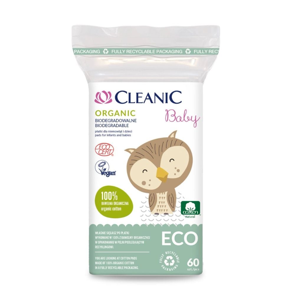 Dischete din bumbac, Cleanic Baby Eco, 60 buc