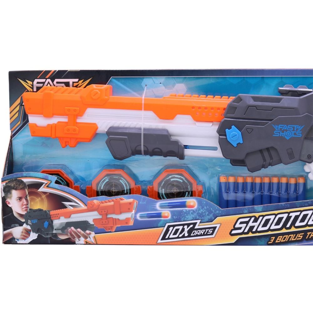 Blaster cu doua tevi si 10 proiectile Fast Shots