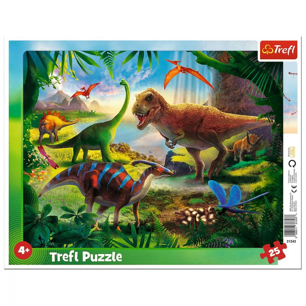 Puzzle Trefl 25 piese in rama, Dinozauri