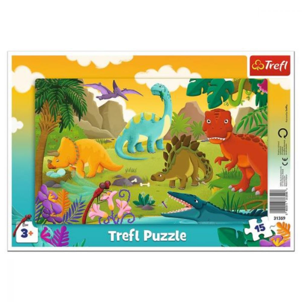 Puzzle Trefl 15 piese in rama, Dinozauri