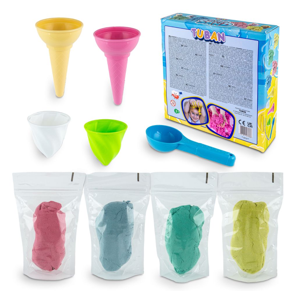 Set nisip pufos, Tuban, 4 culori cu accesorii, Inghetata
