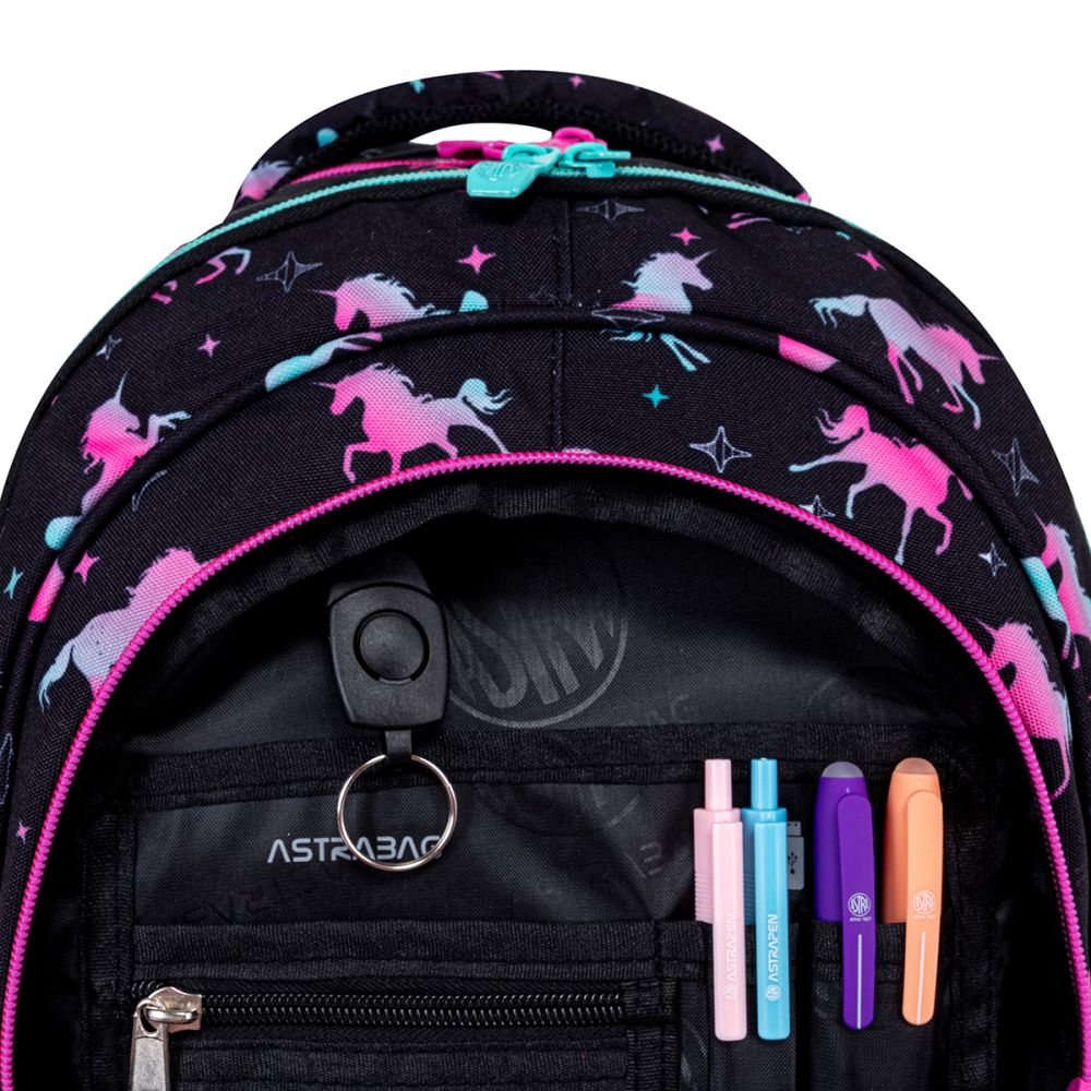 Ghiozdan cu 3 compartimente, AstraBag, Unicorn