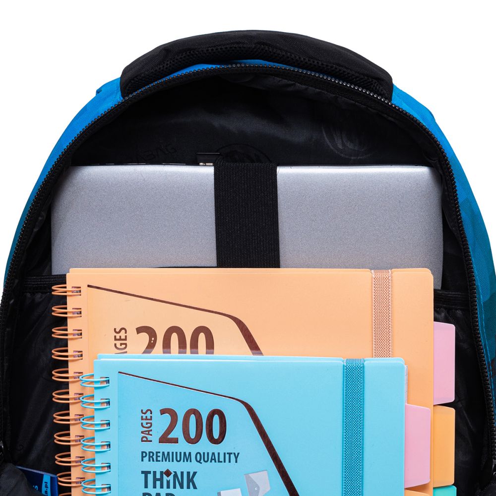 Ghiozdan cu 3 compartimente, AstraBag, Blue Pixel