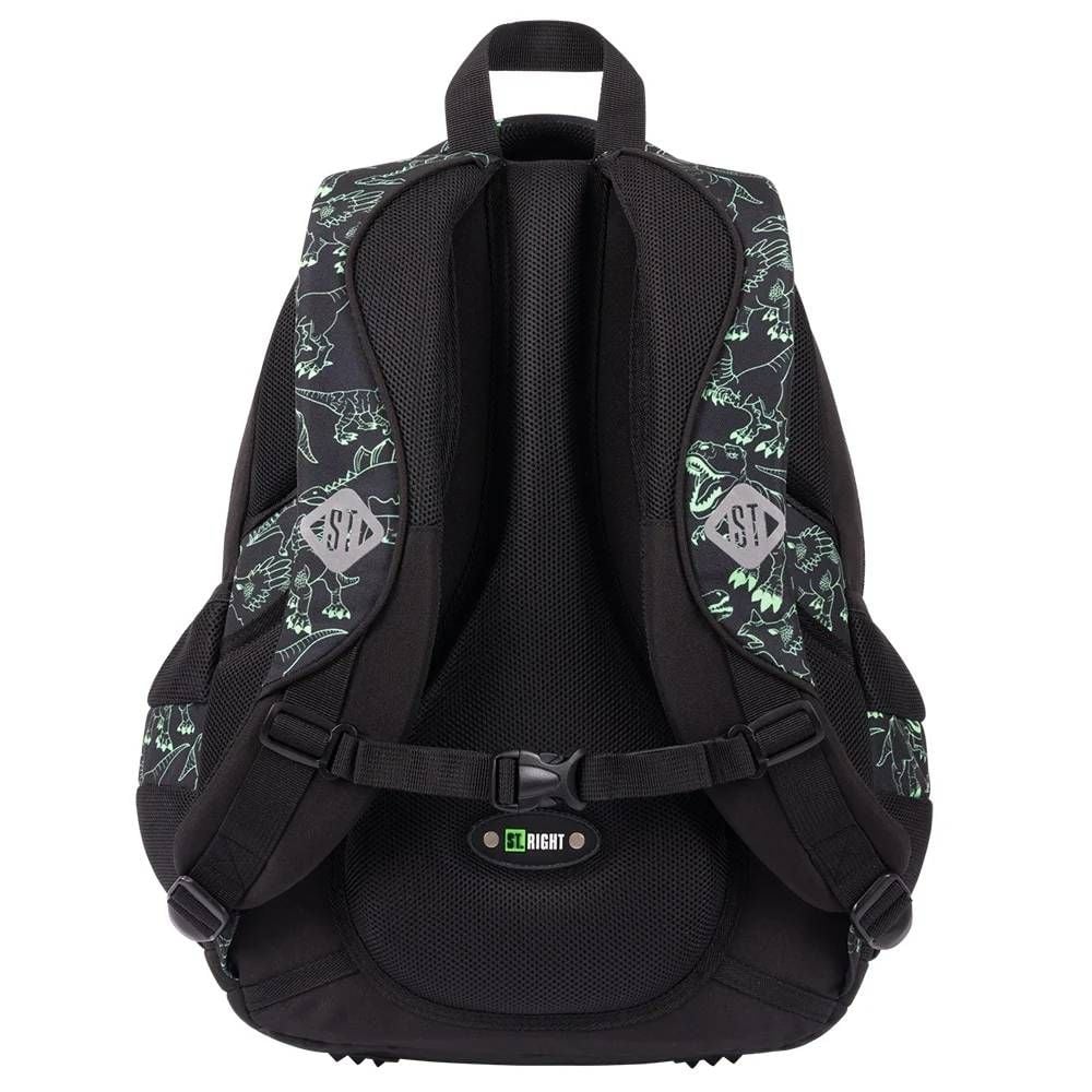 Ghiozdan cu 4 compartimente, St Majewski, St. Right Reflective T-Rex, 43 cm