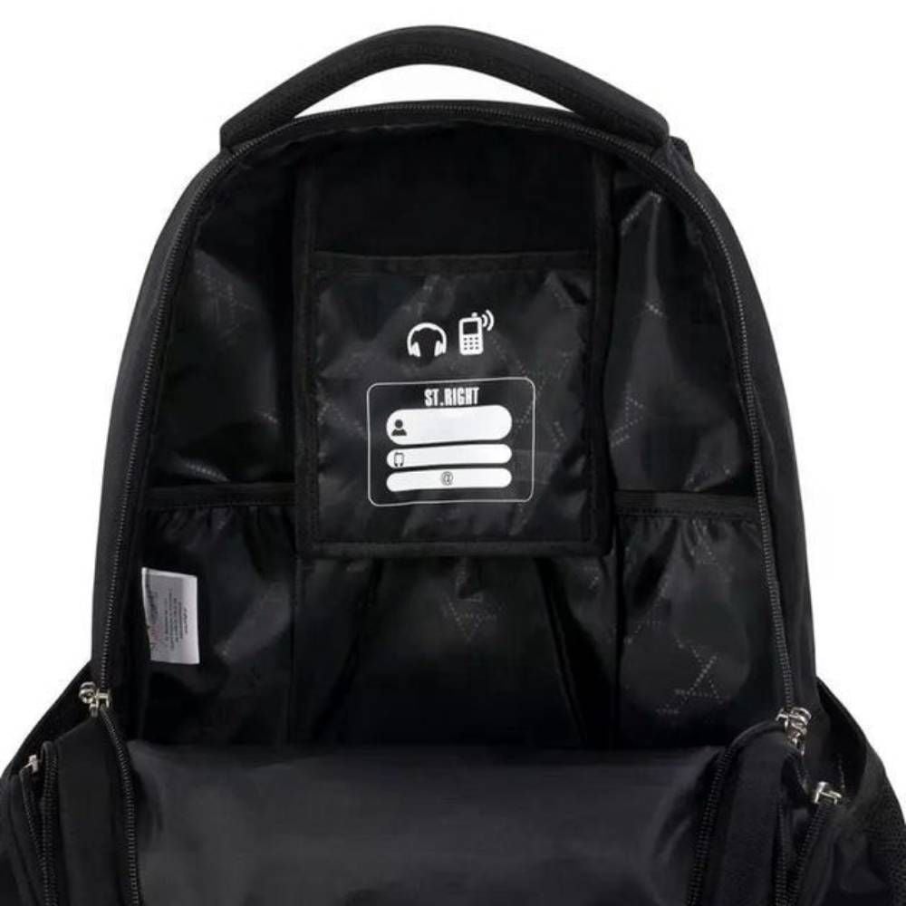 Ghiozdan cu 4 compartimente, St Majewski, St.Right Black, 43 x 32 x 20 cm