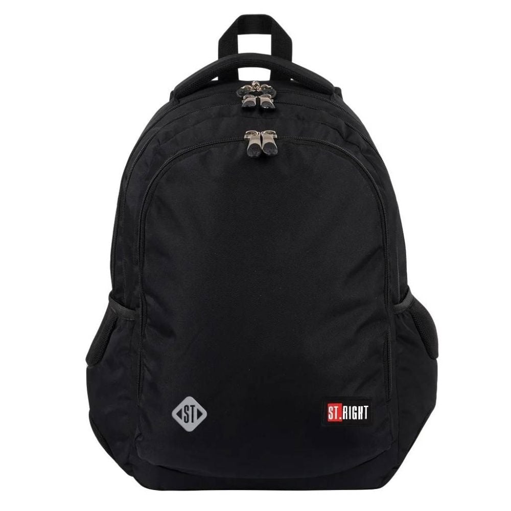 Ghiozdan cu 3 compartimente, 2 buzunare, St Majewski, St.Right Black, 46 cm, Negru