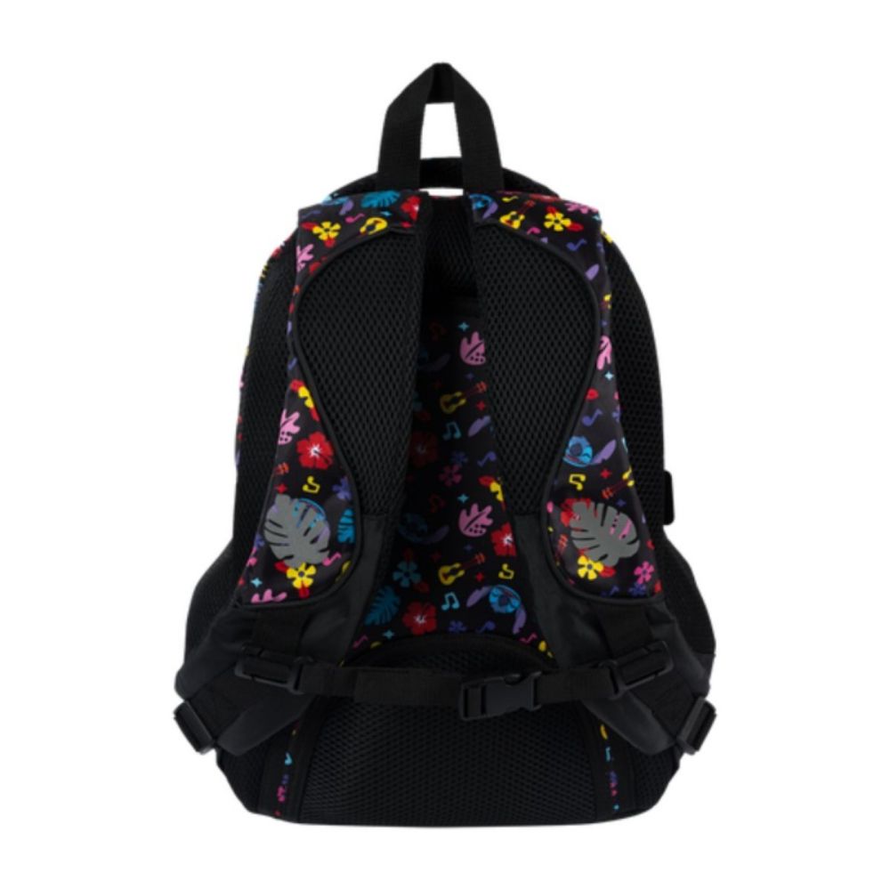 Ghiozdan cu 4 compartimente, St Majewski, Stitch, 40 x 28 x 18 cm, Negru