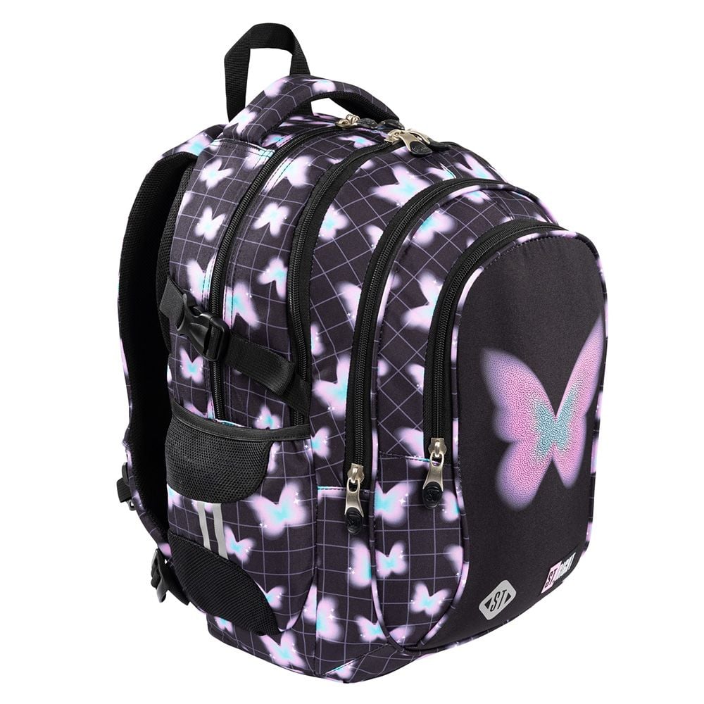 Ghiozdan cu 4 compartimente, St Majewski, St. Right Pastel Butterfly, 43 cm