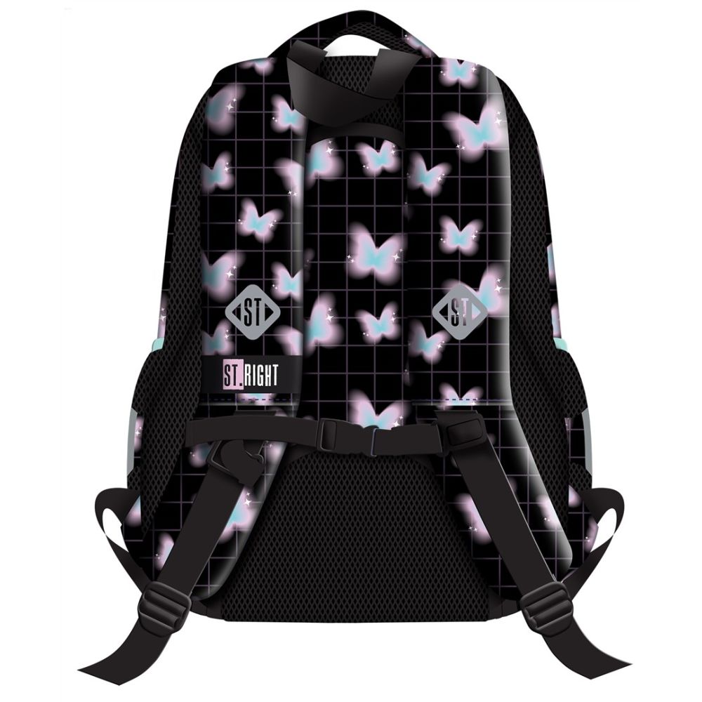 Ghiozdan cu 3 compartimente, St Majewski, St.Right Pastel Butterfly, 39 cm