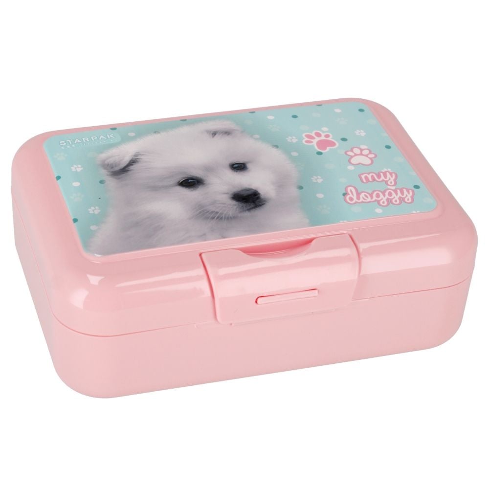 Set bidon de apa 350 ml si caserola de pranz 16 x 12.5 cm, Starpak, Cuties Doggy