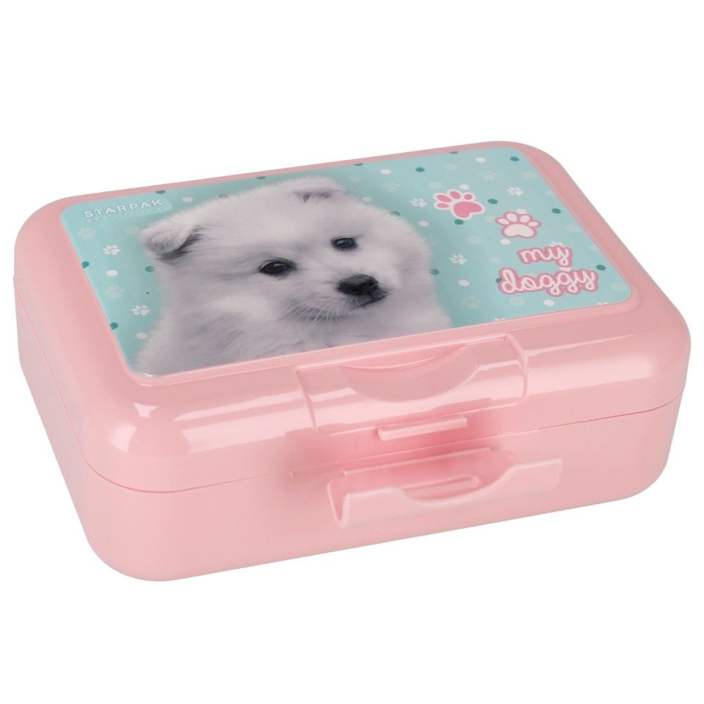 Set bidon de apa 350 ml si caserola de pranz 16 x 12.5 cm, Starpak, Cuties Doggy