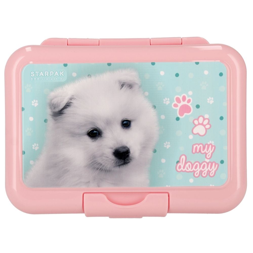 Set bidon de apa 350 ml si caserola de pranz 16 x 12.5 cm, Starpak, Cuties Doggy