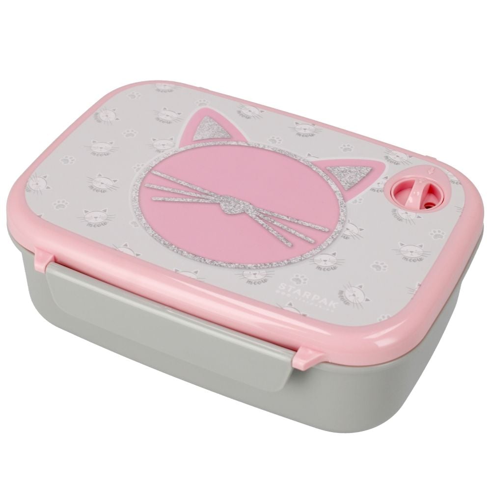 Caserola de pranz, Starpak, Kitty, Roz, 17 x 6 cm