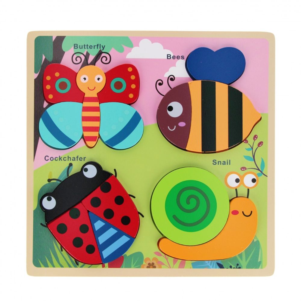 Puzzle de lemn, BamBam, Animale din gradina