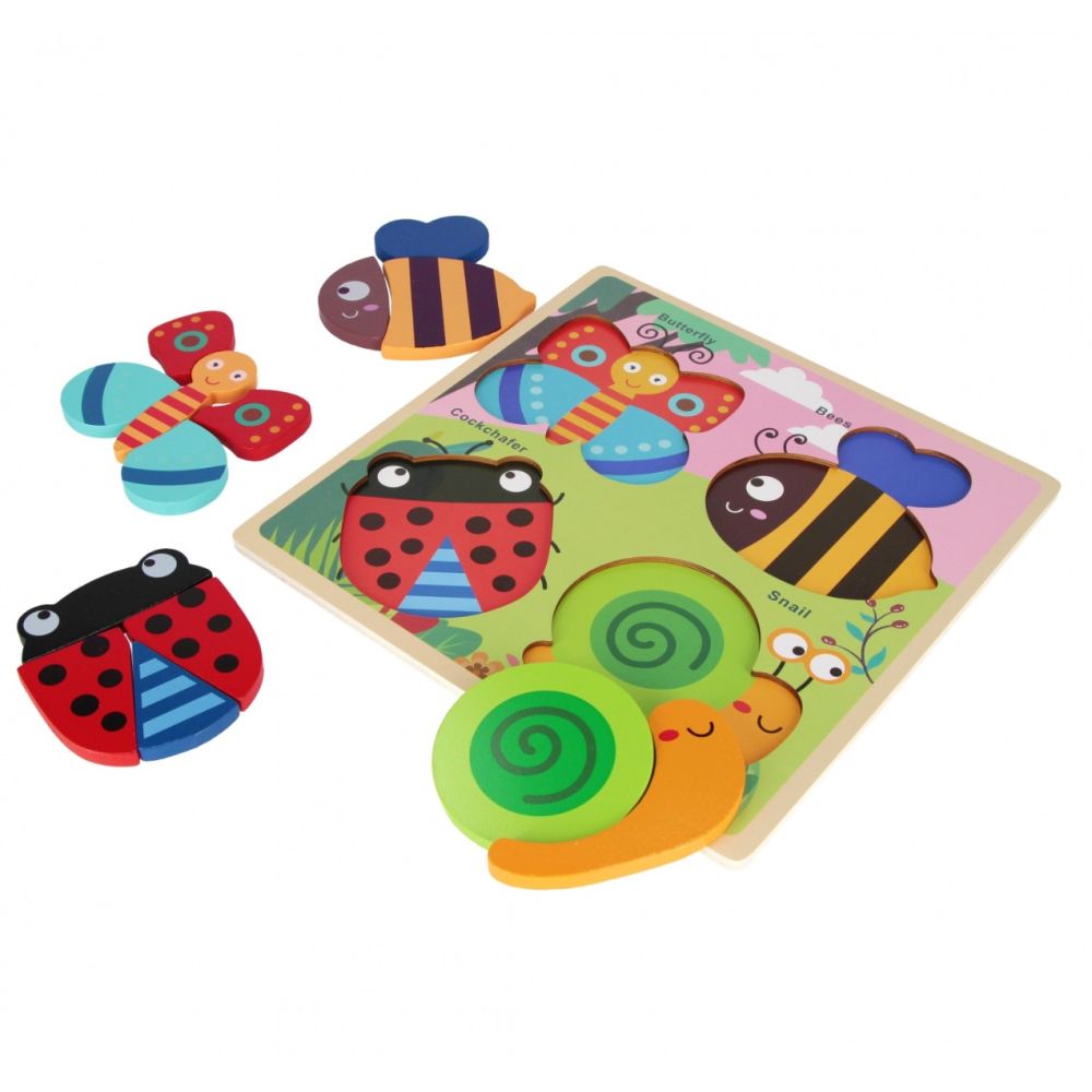 Puzzle de lemn, BamBam, Animale din gradina