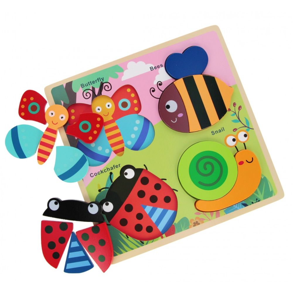 Puzzle de lemn, BamBam, Animale din gradina
