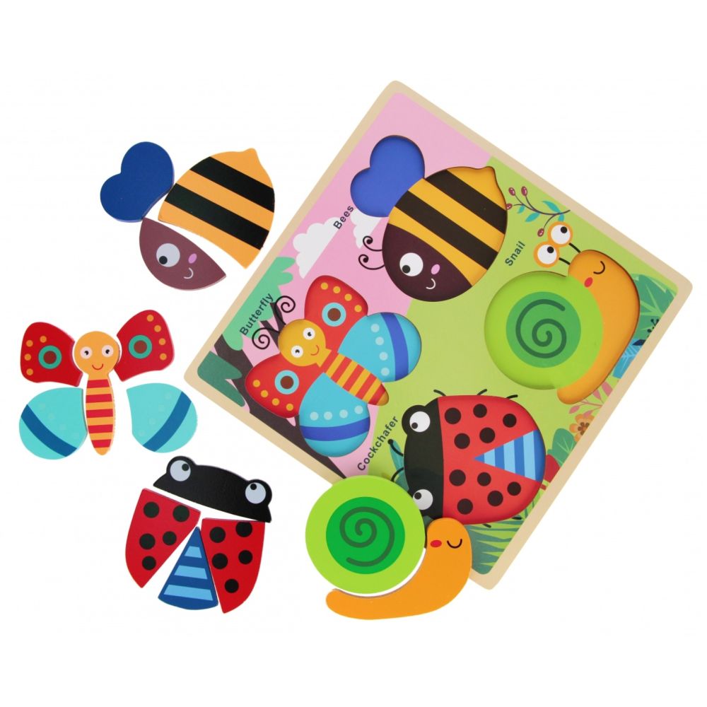 Puzzle de lemn, BamBam, Animale din gradina