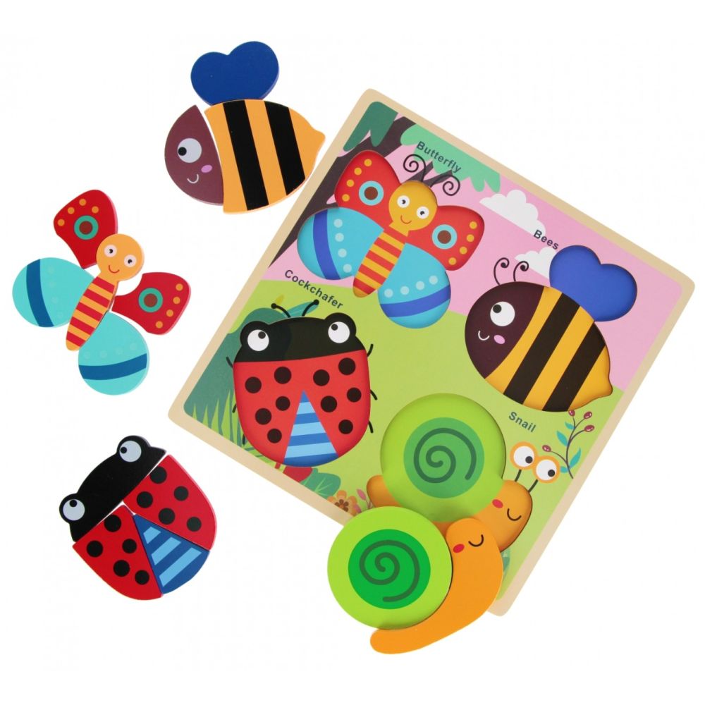 Puzzle de lemn, BamBam, Animale din gradina
