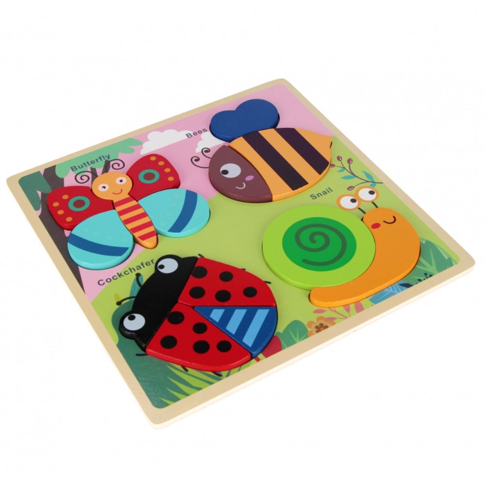 Puzzle de lemn, BamBam, Animale din gradina