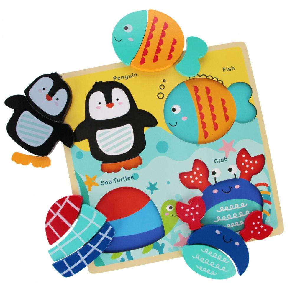Puzzle de lemn, BamBam, Animale subacvatice