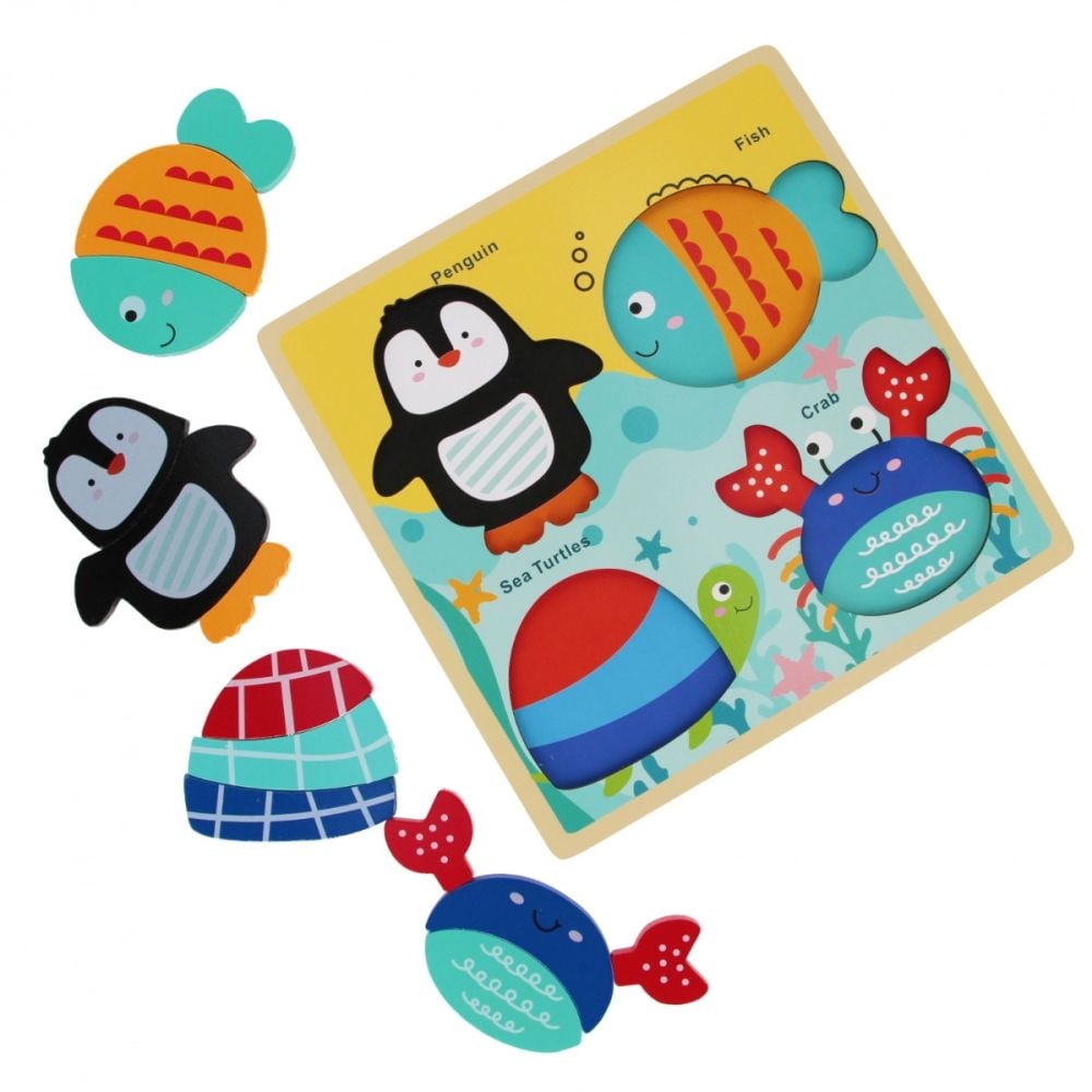 Puzzle de lemn, BamBam, Animale subacvatice