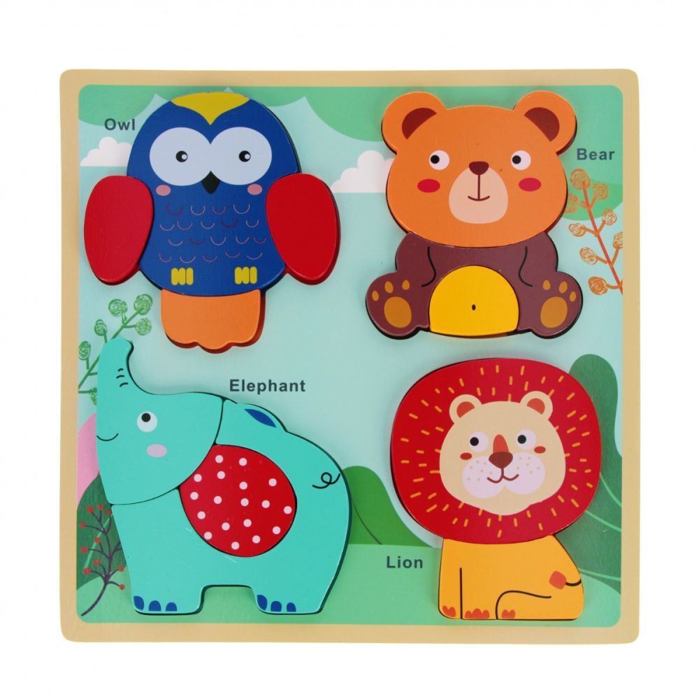 Puzzle de lemn, BamBam, Animale salbatice
