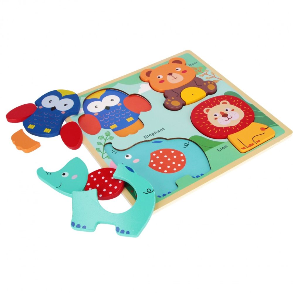 Puzzle de lemn, BamBam, Animale salbatice