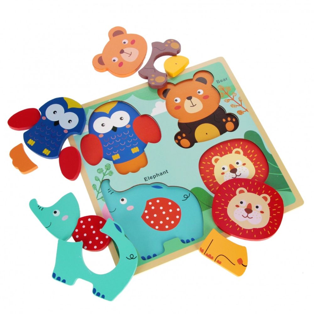 Puzzle de lemn, BamBam, Animale salbatice