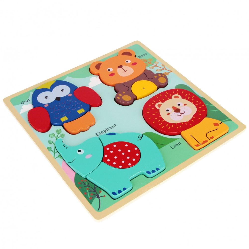 Puzzle de lemn, BamBam, Animale salbatice
