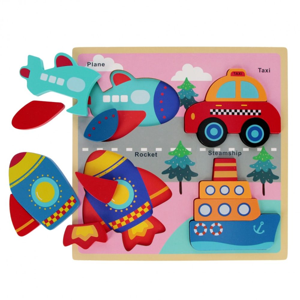 Puzzle de lemn, BamBam, Vehicule