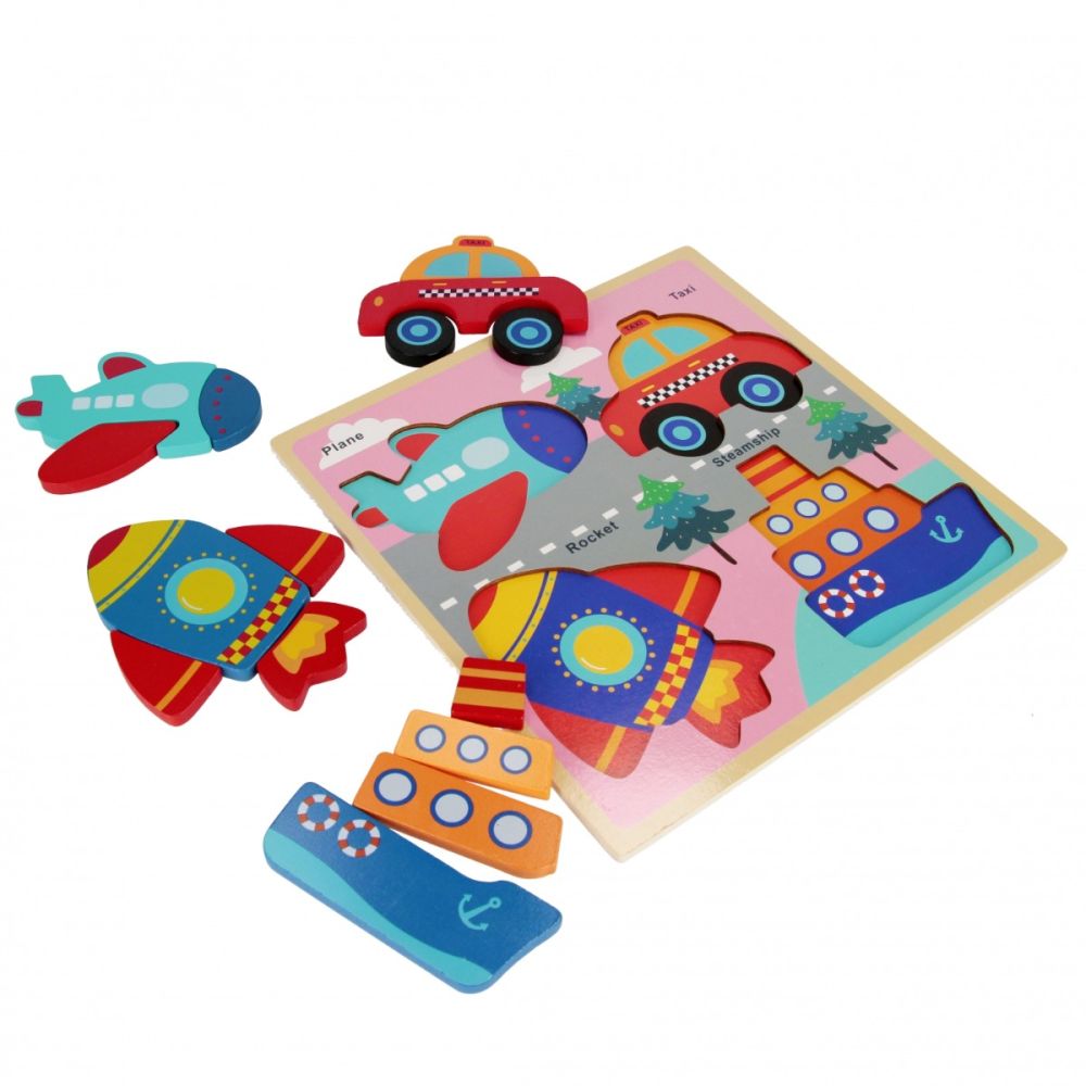 Puzzle de lemn, BamBam, Vehicule