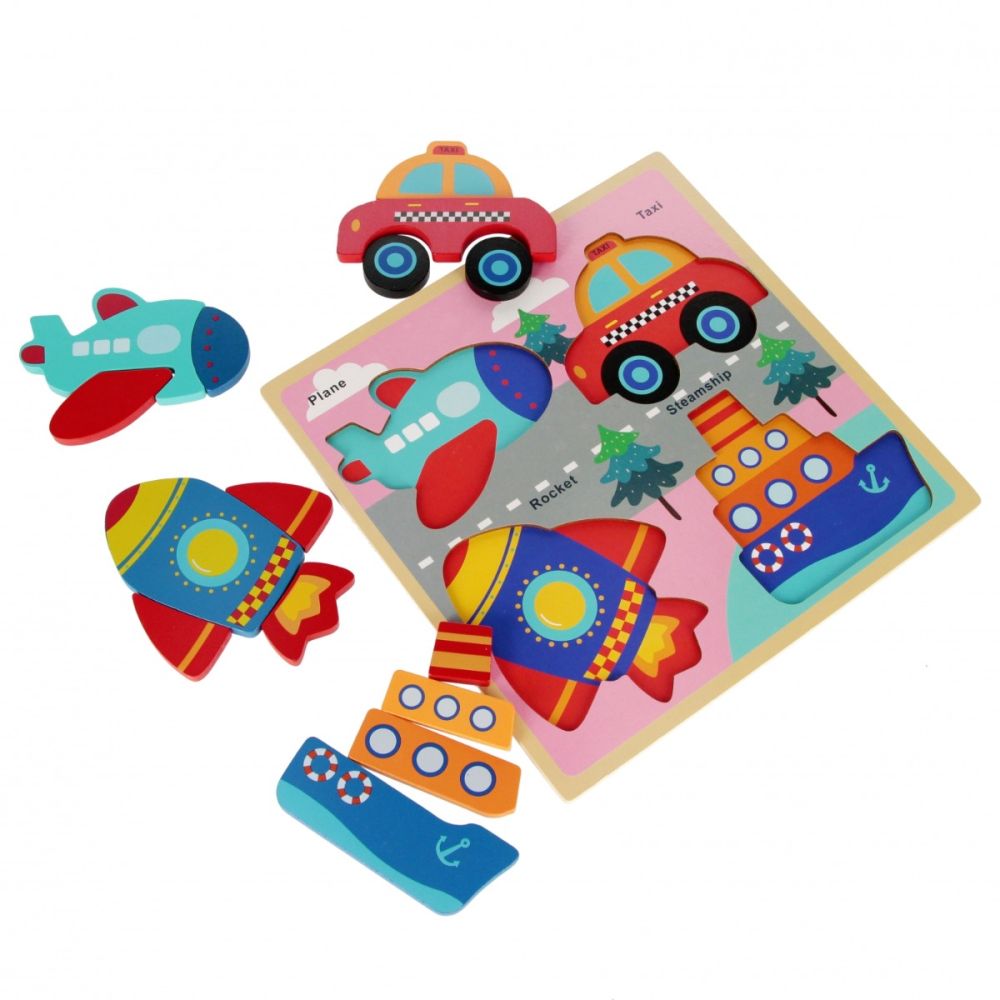 Puzzle de lemn, BamBam, Vehicule