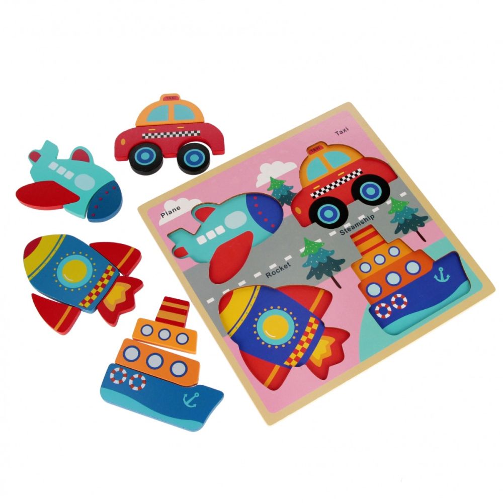 Puzzle de lemn, BamBam, Vehicule
