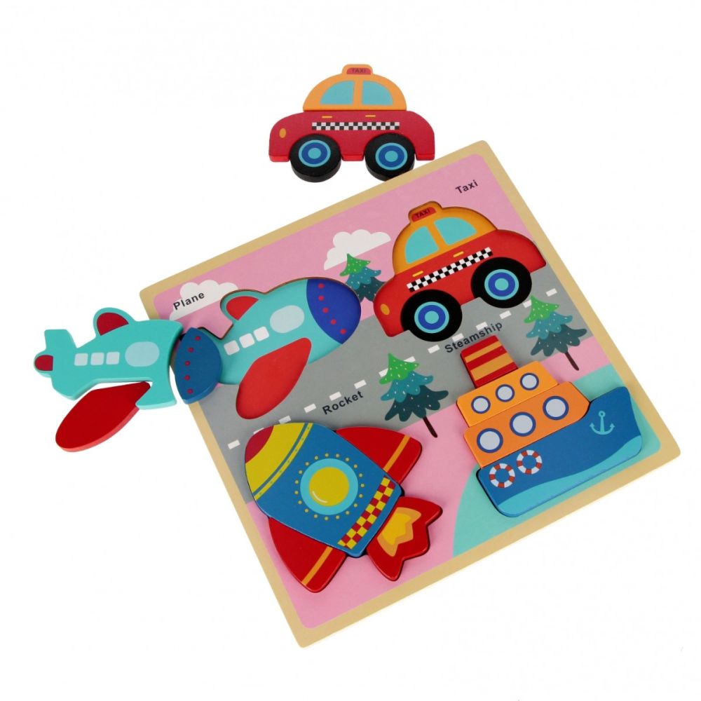 Puzzle de lemn, BamBam, Vehicule