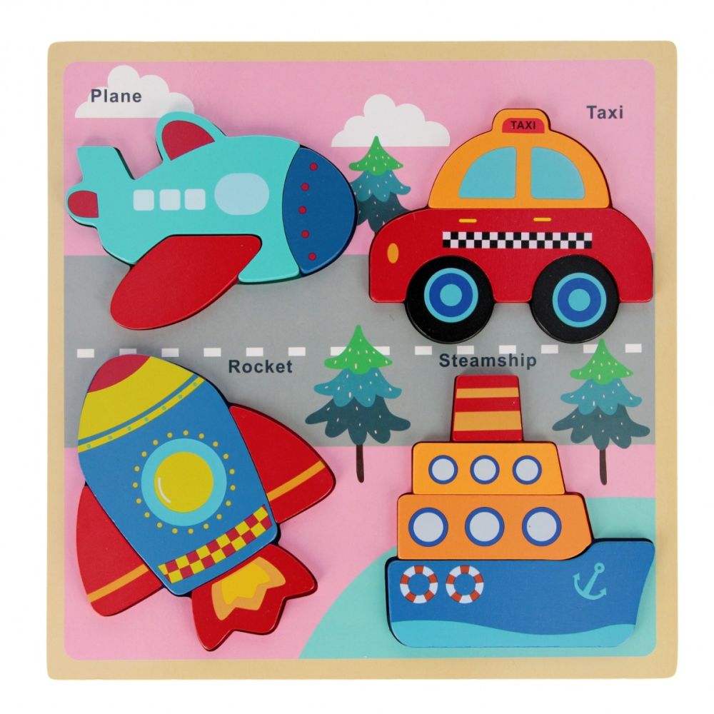 Puzzle de lemn, BamBam, Vehicule