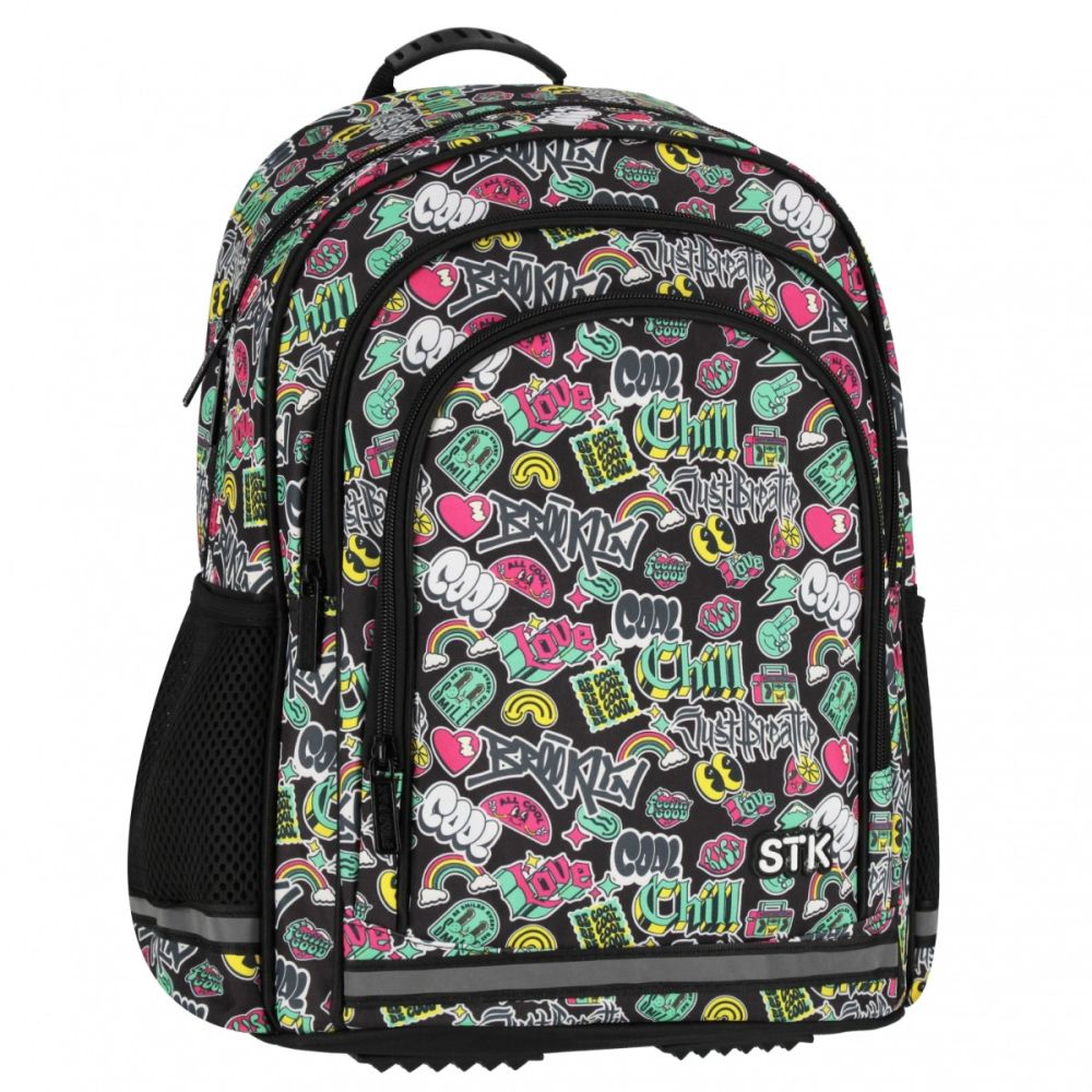 Ghiozdan pentru scoala cu un compartiment si buzunare frontale, Starpak, Cool School