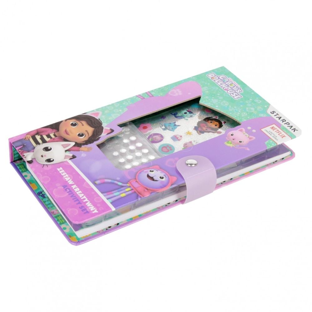 Set de activitati, Carte de colorat cu autocolante si creioane colorate, Starpak, Gabbys Dollhouse