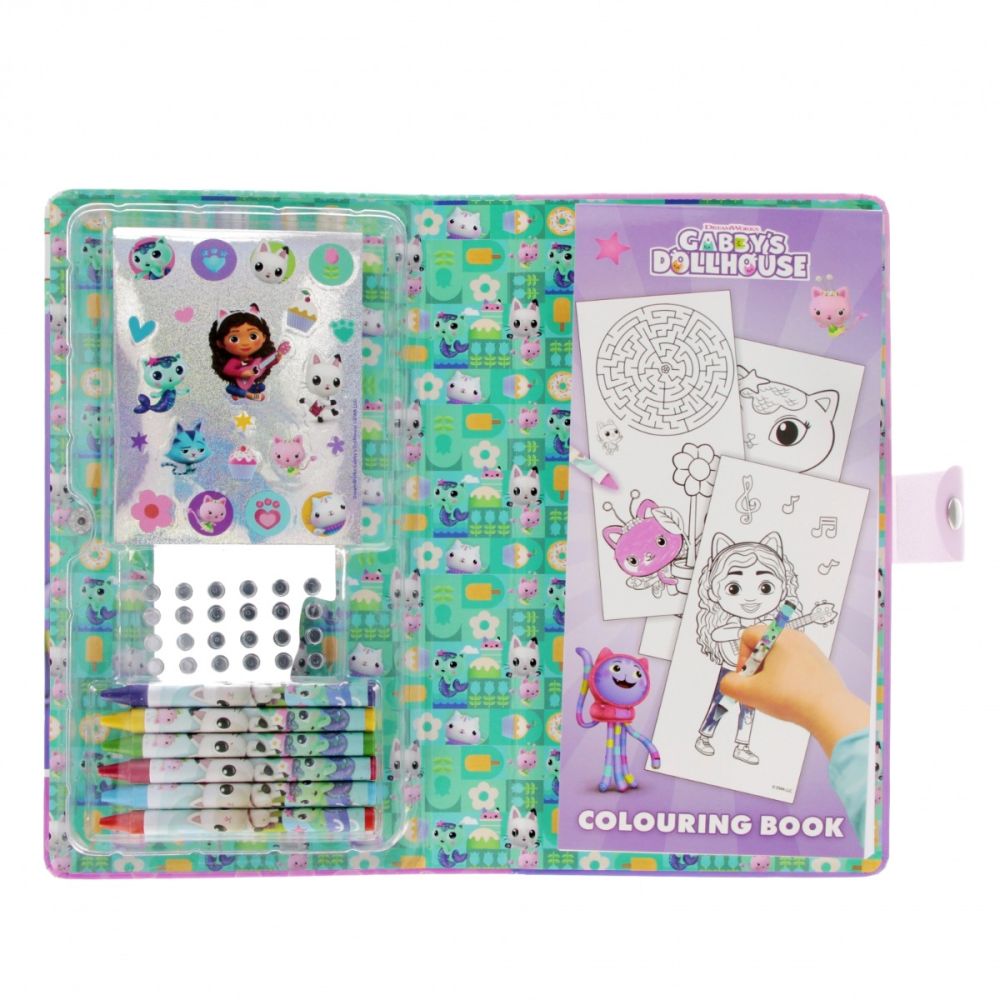 Set de activitati, Carte de colorat cu autocolante si creioane colorate, Starpak, Gabbys Dollhouse