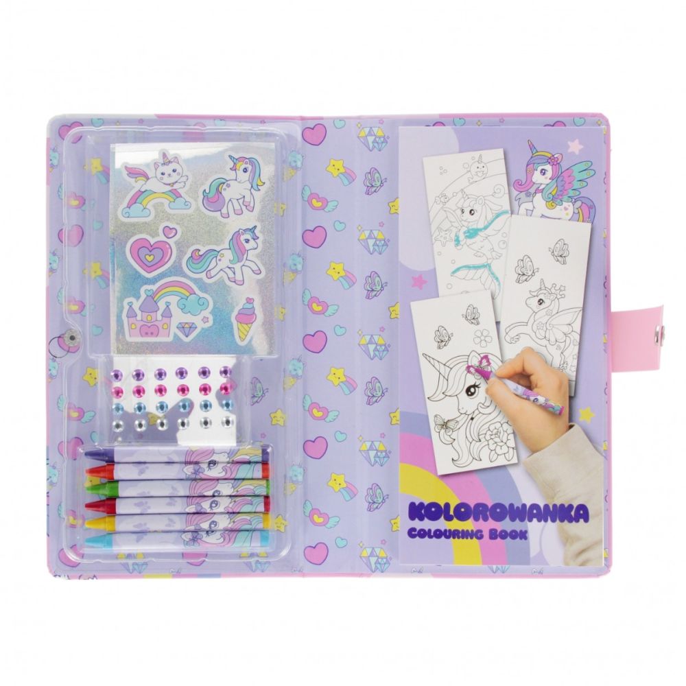 Set de activitati, Carte de colorat cu autocolante si creioane colorate, Starpak, Unicorn