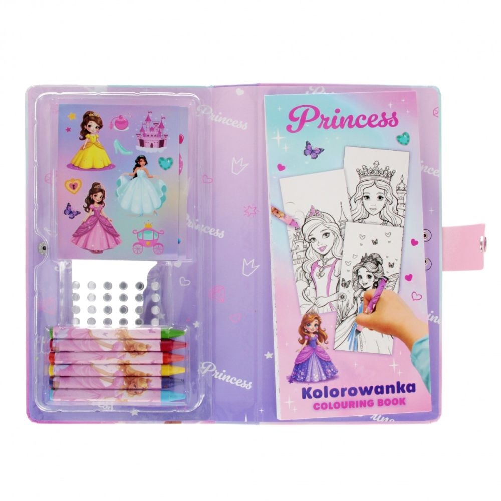 Set de activitati, Carte de colorat cu creioane si accesorii, Starpak, Princess, Roz