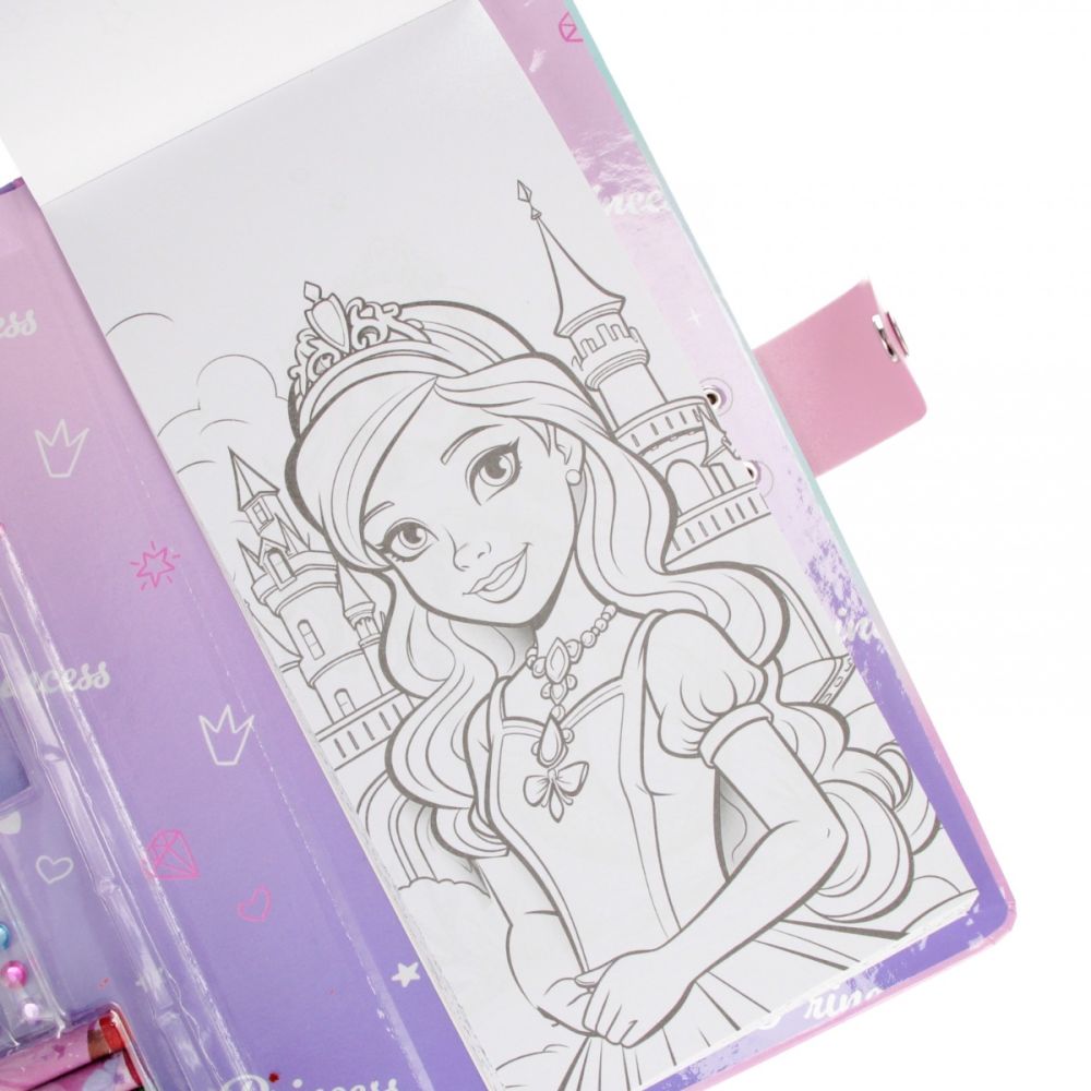 Set de activitati, Carte de colorat cu creioane si accesorii, Starpak, Princess, Roz