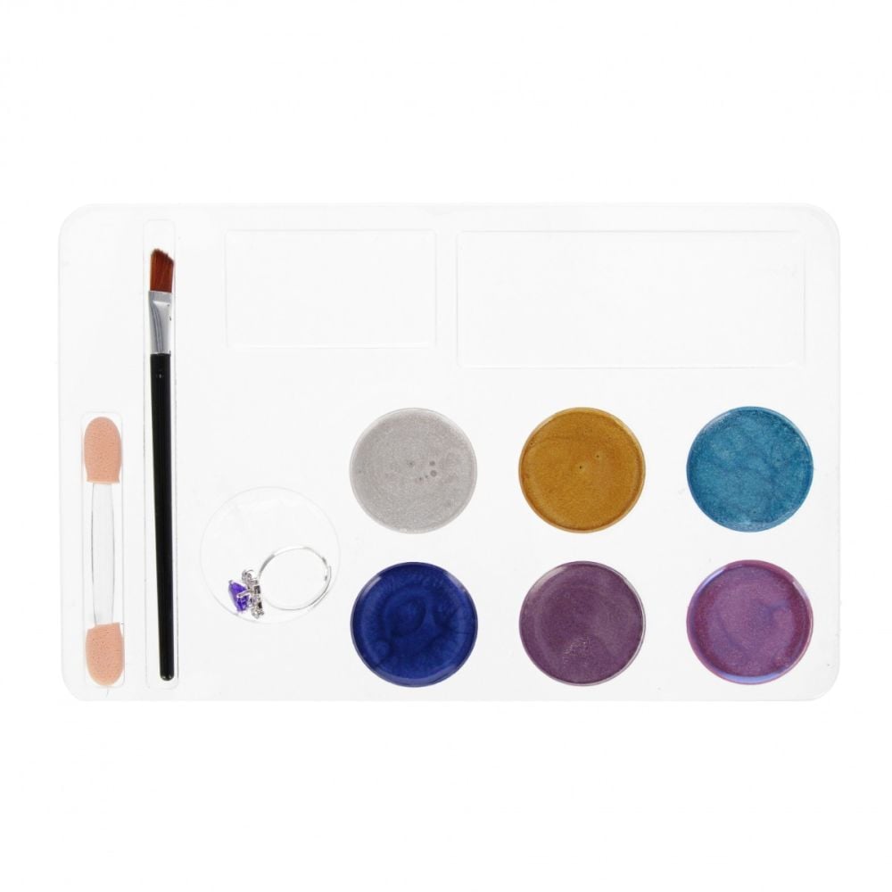 Set de pictura pentru fata, cu pensula, aplicator si stickere, Starpak, Princess, 6 culori