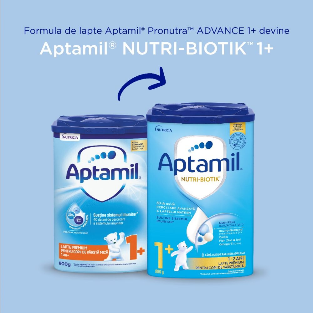 Lapte praf Aptamil Trio Pack, Nutricia Junior 1+, 800 g, 12 luni+