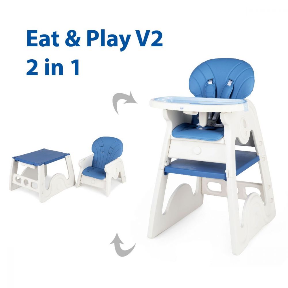 Scaun de masa 2 in 1, Juju, Eat & Play V2, albastru