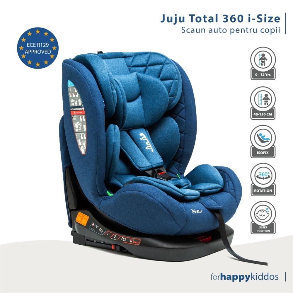 Scaun auto cu isofix, Juju, Total 360 I-Size, Albastru