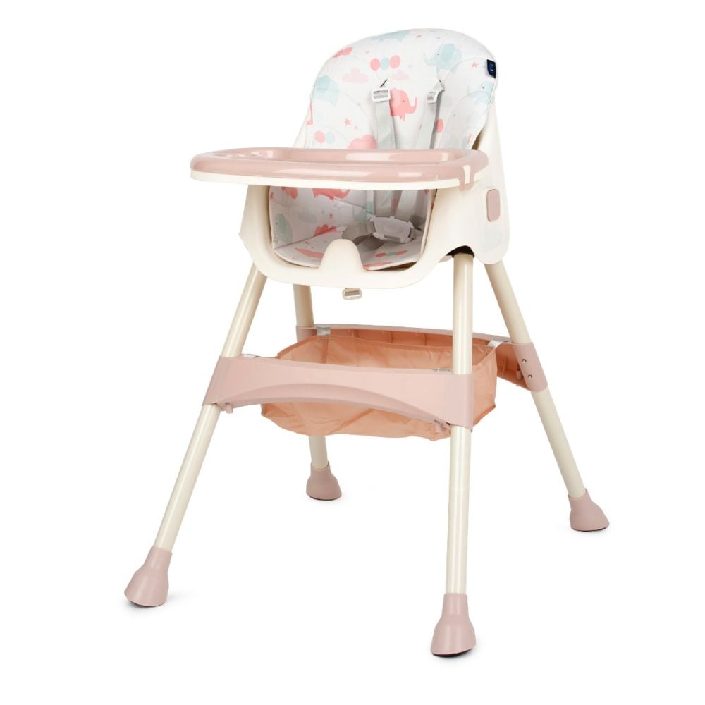 Scaun de masa 2 in 1, Juju, Eat and Smile, Pink-Elephants