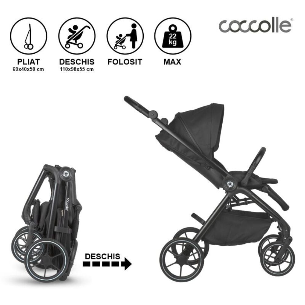 Carucior modular 2 in 1, Coccolle Serry, Jet Black