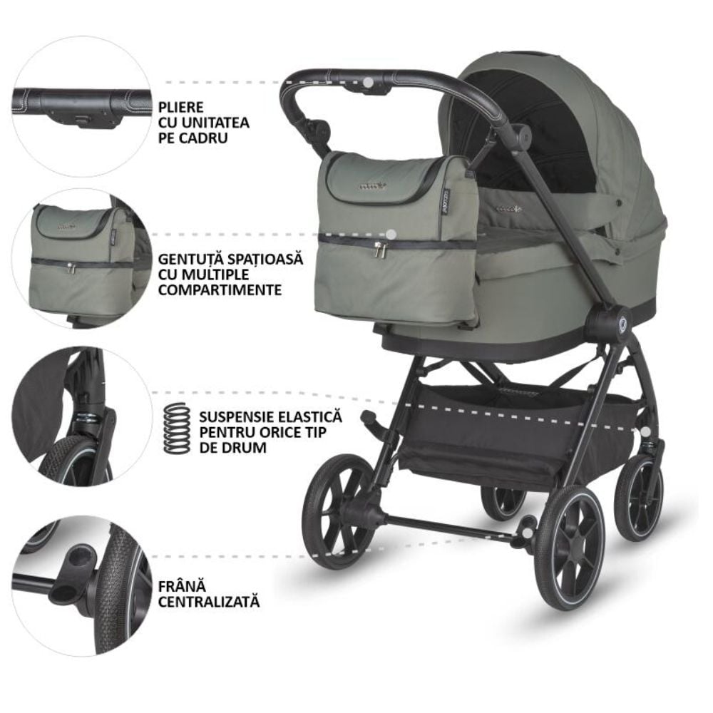 Carucior modular 2 in 1, Coccolle Serry, Moss Green